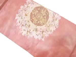 花唐草に動物模様織り出し　名古屋帯
